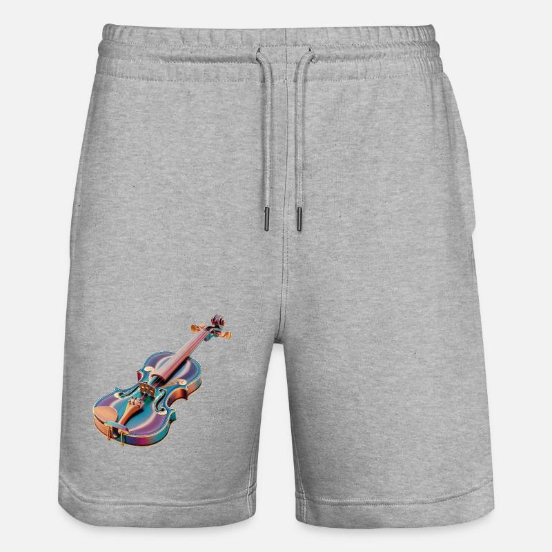 Regenbogen Geigen-Kunst - Stanley/Stella Unisex Bio Joggingshorts Trainer  - Grau meliert