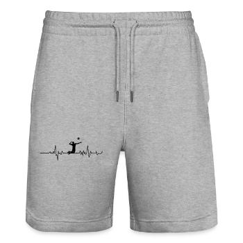 Herzschlag Volleyball – EKG Volleyballspieler - Stanley/Stella Unisex Bio Joggingshorts Trainer  - Grau meliert - Vorne - Nik (191cm) & Marisol (170cm)