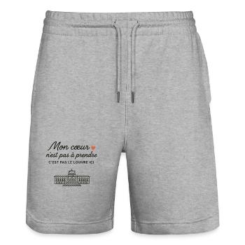 My heart Louvre - Stanley/Stella Trainer Unisex Organic Jogging Shorts - heather grey - Front - Nik (191cm) & Marisol (170cm)
