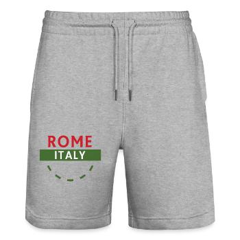 Rome, Italie, Banner Tee - Short de jogging bio TRAINER Stanley/Stella unisexe - gris chiné - Devant - Nik (191cm) & Marisol (170cm)