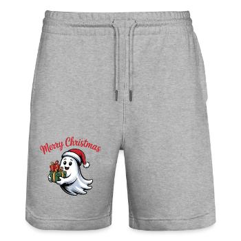 Christmas spirit with gifts - Stanley/Stella Trainer Unisex Organic Jogging Shorts - heather grey - Front - Nik (191cm) & Marisol (170cm)