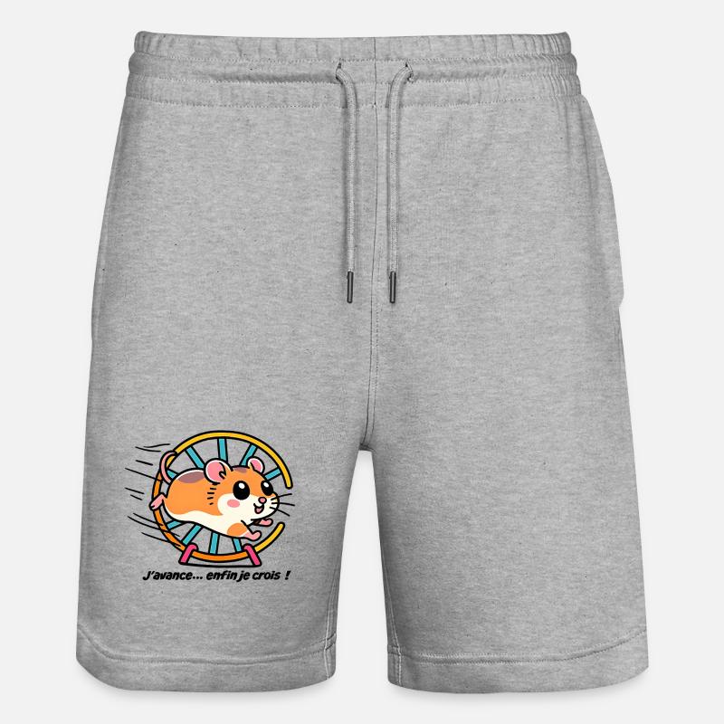 Hamster qui court dans sa roue - Short de jogging bio TRAINER Stanley/Stella unisexe - gris chiné