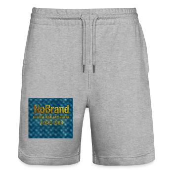 NoBrand Gold Text auf Denim - Stanley/Stella Unisex Bio Joggingshorts Trainer  - Grau meliert - Vorne - Nik (191cm) & Marisol (170cm)