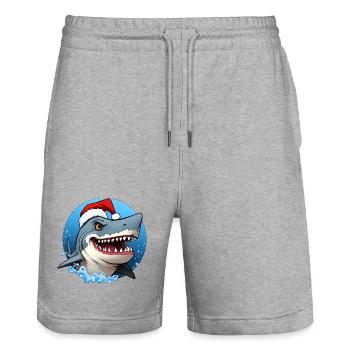 Weihnachtsmann Hai - Stanley/Stella Unisex Bio Joggingshorts Trainer  - Grau meliert - Vorne - Nik (191cm) & Marisol (170cm)