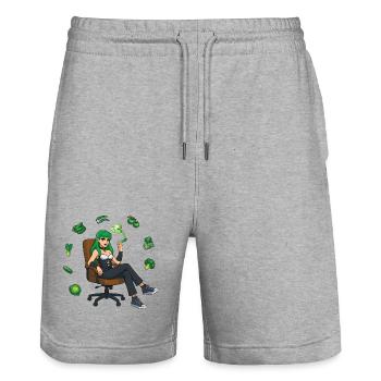 SEI GRÜN #1 – nette Leute - Stanley/Stella Unisex Bio Joggingshorts Trainer  - Grau meliert - Vorne - Nik (191cm) & Marisol (170cm)