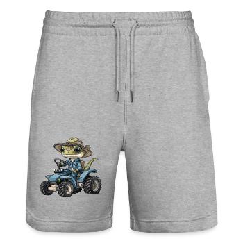 Echse Traktor Farmer - Stanley/Stella Unisex Bio Joggingshorts Trainer  - Grau meliert - Vorne - Nik (191cm) & Marisol (170cm)