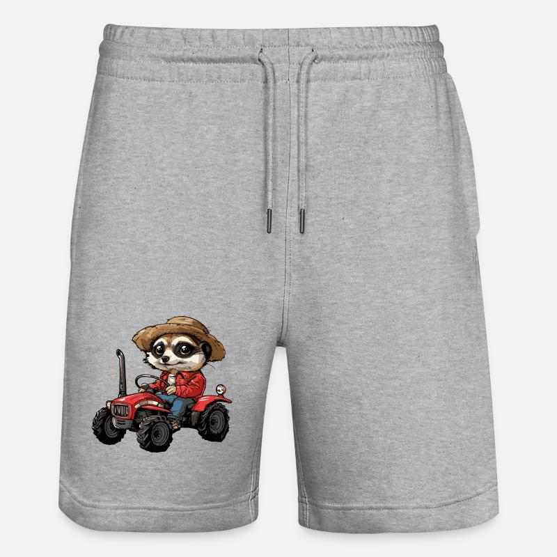 Erdmännchen Traktor Farmer - Stanley/Stella Unisex Bio Joggingshorts Trainer  - Grau meliert