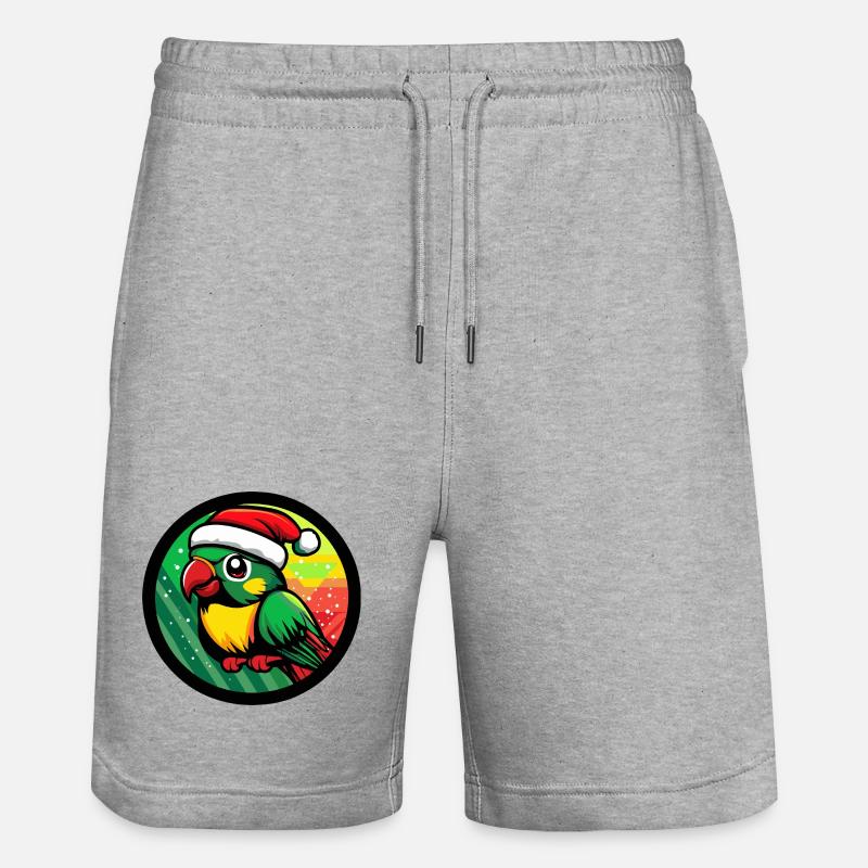 Perroquet joyeux en costume de Noël - Short de jogging bio TRAINER Stanley/Stella unisexe - gris chiné