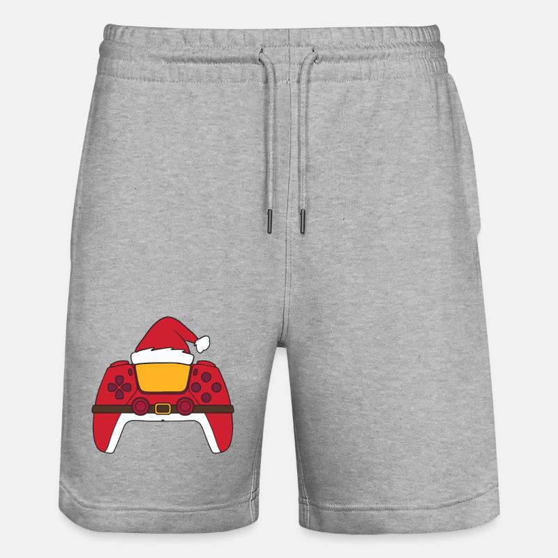 Weihnachtsmann-Videospiel-Controller, Weihnachtsma - Stanley/Stella Unisex Bio Joggingshorts Trainer  - Grau meliert