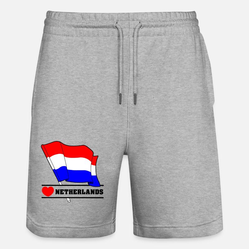 Drapeau des Pays-Bas avec cœur - Short de jogging bio TRAINER Stanley/Stella unisexe - gris chiné