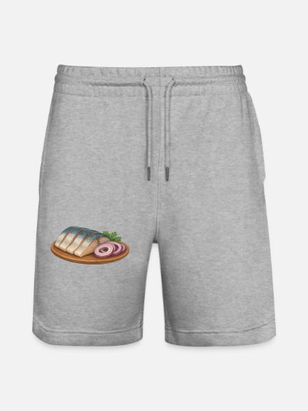 Geschenke des Weiten Nordens - Heringfilet - Stanley/Stella Unisex Bio Joggingshorts Trainer - Grau meliert