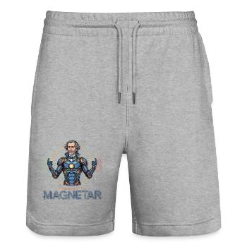 Faraday Magnetar in Armor - Stanley/Stella Trainer Unisex Organic Jogging Shorts - heather grey - Front - Nik (191cm) & Marisol (170cm)