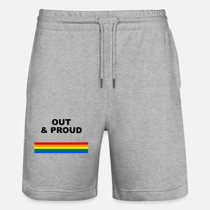 Design du drapeau arc-en-ciel Out & Proud - Short de jogging bio TRAINER Stanley/Stella unisexe - gris chiné