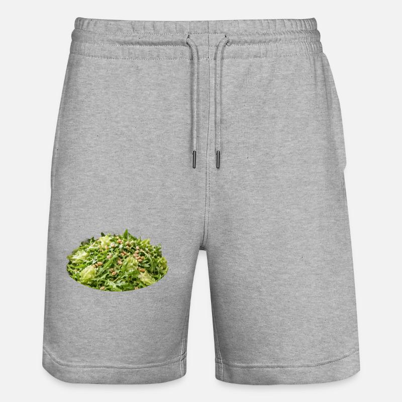 Green Delight Pine Kernel Salad - Stanley/Stella Trainer Unisex Organic Jogging Shorts - heather grey