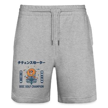 Disc-Golf-Champion lustiges Disc-Golfer-Design - Stanley/Stella Unisex Bio Joggingshorts Trainer  - Grau meliert - Vorne - Nik (191cm) & Marisol (170cm)