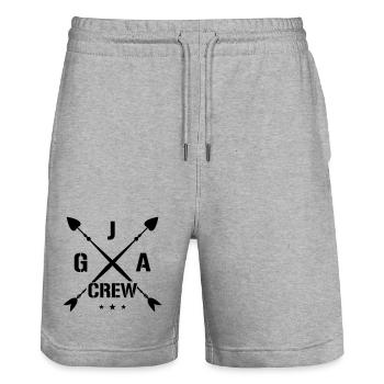 Jga Crew Junggesellenabschied - Stanley/Stella Unisex Bio Joggingshorts Trainer  - Grau meliert - Vorne - Nik (191cm) & Marisol (170cm)