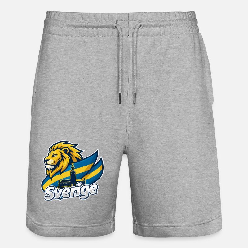 Drapeau du Lion suédois - Short de jogging bio TRAINER Stanley/Stella unisexe - gris chiné