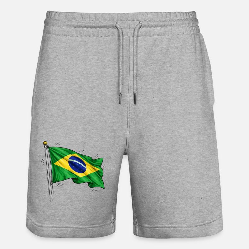 Brasilien Flagge - Stanley/Stella Unisex Bio Joggingshorts Trainer  - Grau meliert