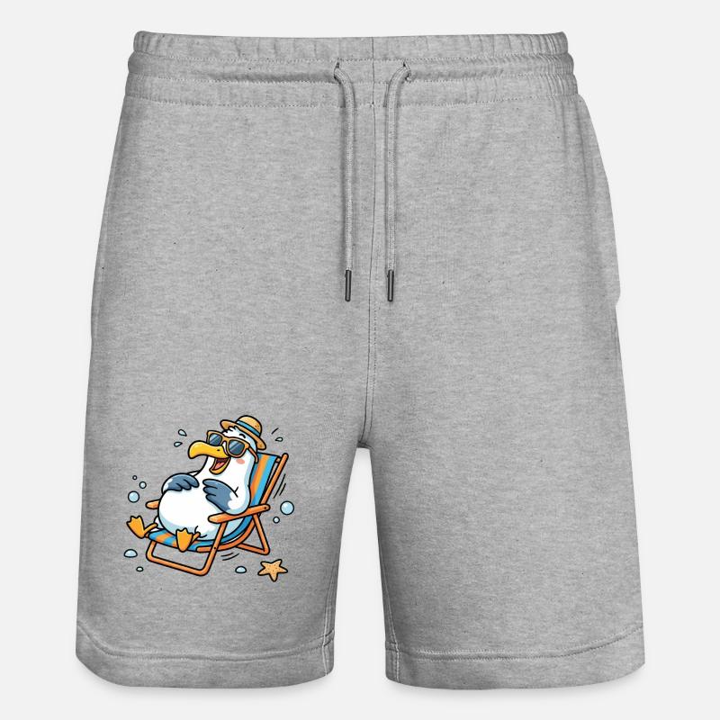 Relaxte Möwe am Strand - Stanley/Stella Unisex Bio Joggingshorts Trainer  - Grau meliert