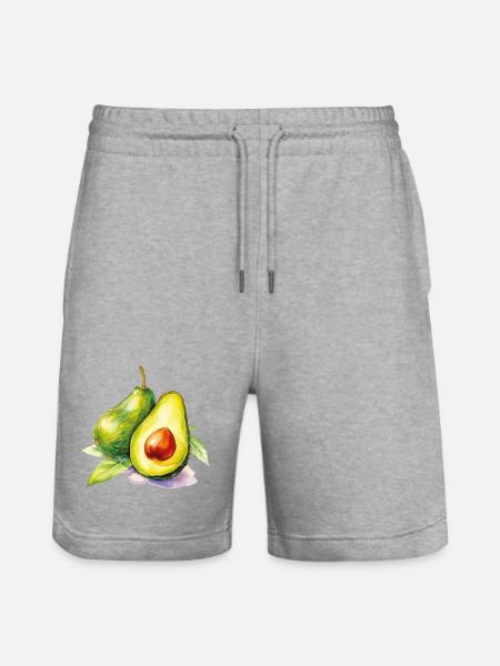 Avocado Aquarell Frische - Stanley/Stella Unisex Bio Joggingshorts Trainer  - Grau meliert