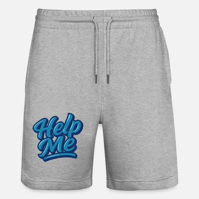 Help Me Blue Script Logo - Stanley/Stella Trainer Unisex Organic Jogging Shorts - heather grey