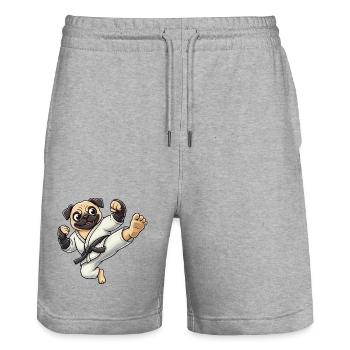 Carlin, coup de pied, autodéfense, arts martiaux - Short de jogging bio TRAINER Stanley/Stella unisexe - gris chiné - Devant - Nik (191cm) & Marisol (170cm)