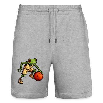 Basketball Frosch - Stanley/Stella Unisex Bio Joggingshorts Trainer  - Grau meliert - Vorne - Nik (191cm) & Marisol (170cm)