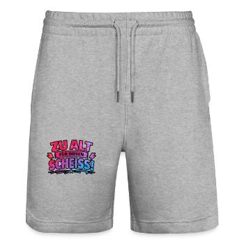 trop vieux pour ces conneries - Short de jogging bio TRAINER Stanley/Stella unisexe - gris chiné - Devant - Nik (191cm) & Marisol (170cm)