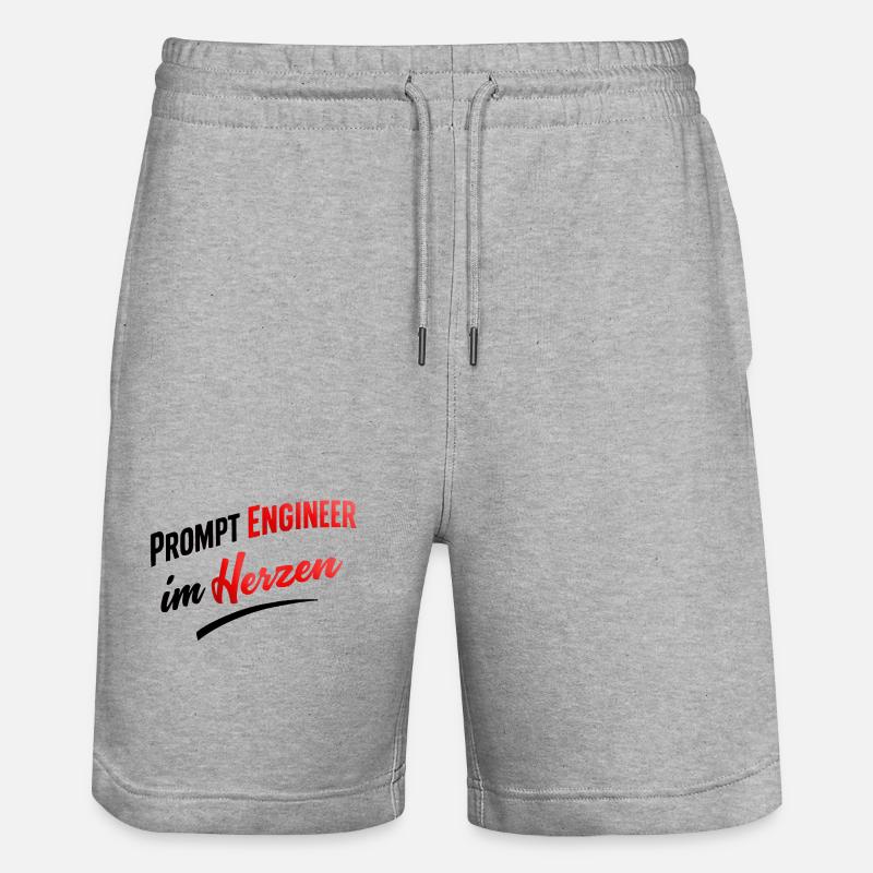 Prompt Engineer im Herzen  - Stanley/Stella Unisex Bio Joggingshorts Trainer  - Grau meliert
