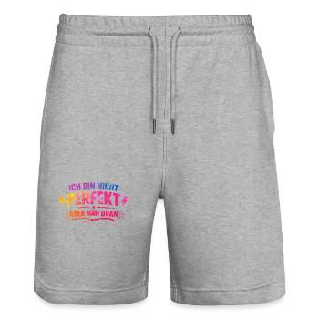 I'm not perfectly close - Stanley/Stella Trainer Unisex Organic Jogging Shorts - heather grey - Front - Nik (191cm) & Marisol (170cm)