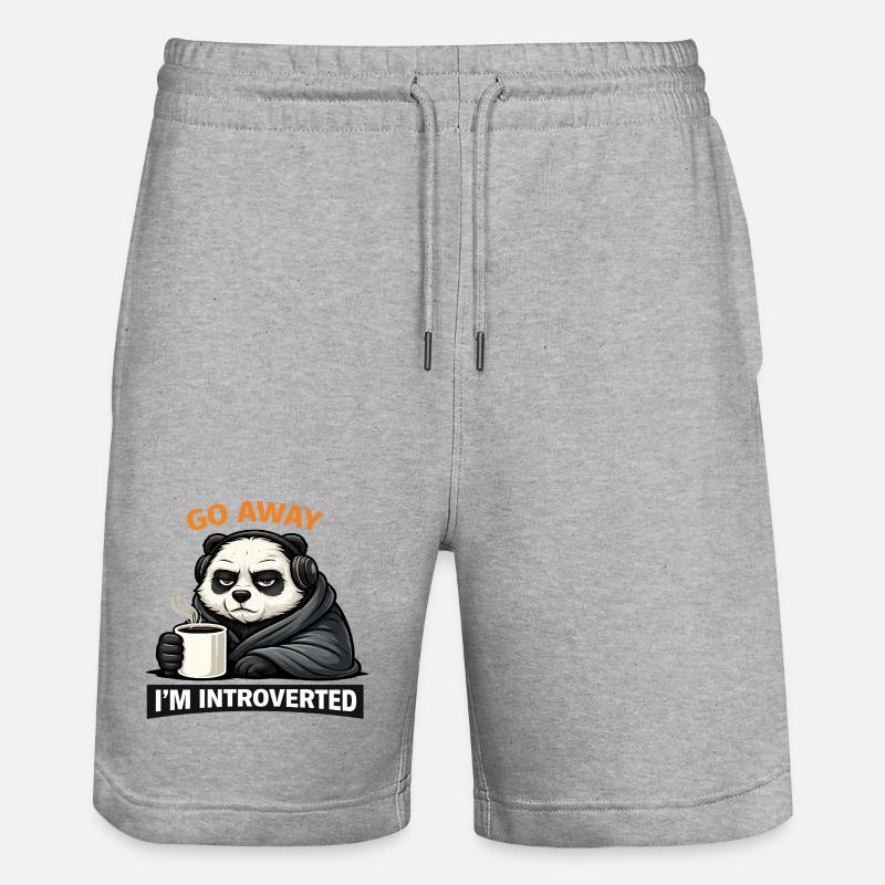 Introvertierter Panda Kaffee-Tee - Stanley/Stella Unisex Bio Joggingshorts Trainer  - Grau meliert