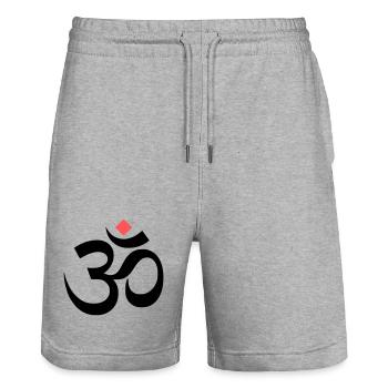 om sign yoga meditation - Stanley/Stella Trainer Unisex Organic Jogging Shorts - heather grey - Front - Nik (191cm) & Marisol (170cm)