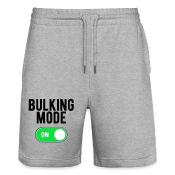 Bulking Mode On Fun Gym Fitness - Stanley/Stella Trainer Unisex Organic Jogging Shorts - heather grey - Front - Nik (191cm) & Marisol (170cm)