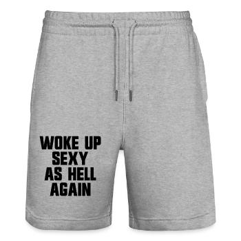 Wieder sexy wie die Hölle aufgewacht – Lustiger, s - Stanley/Stella Unisex Bio Joggingshorts Trainer  - Grau meliert - Vorne - Nik (191cm) & Marisol (170cm)