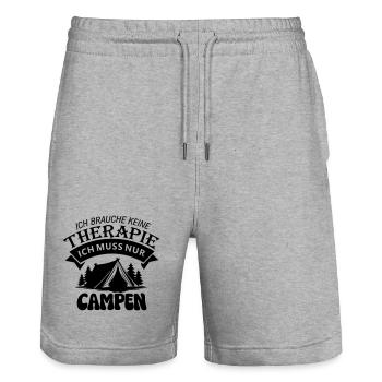 Ich muss Campen  - Stanley/Stella Unisex Bio Joggingshorts Trainer  - Grau meliert - Vorne - Nik (191cm) & Marisol (170cm)
