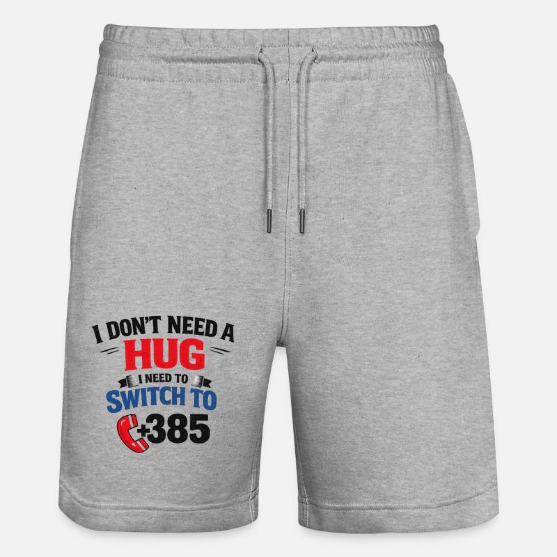Pas de câlin, appel numéro 385 - Short de jogging bio TRAINER Stanley/Stella unisexe - gris chiné