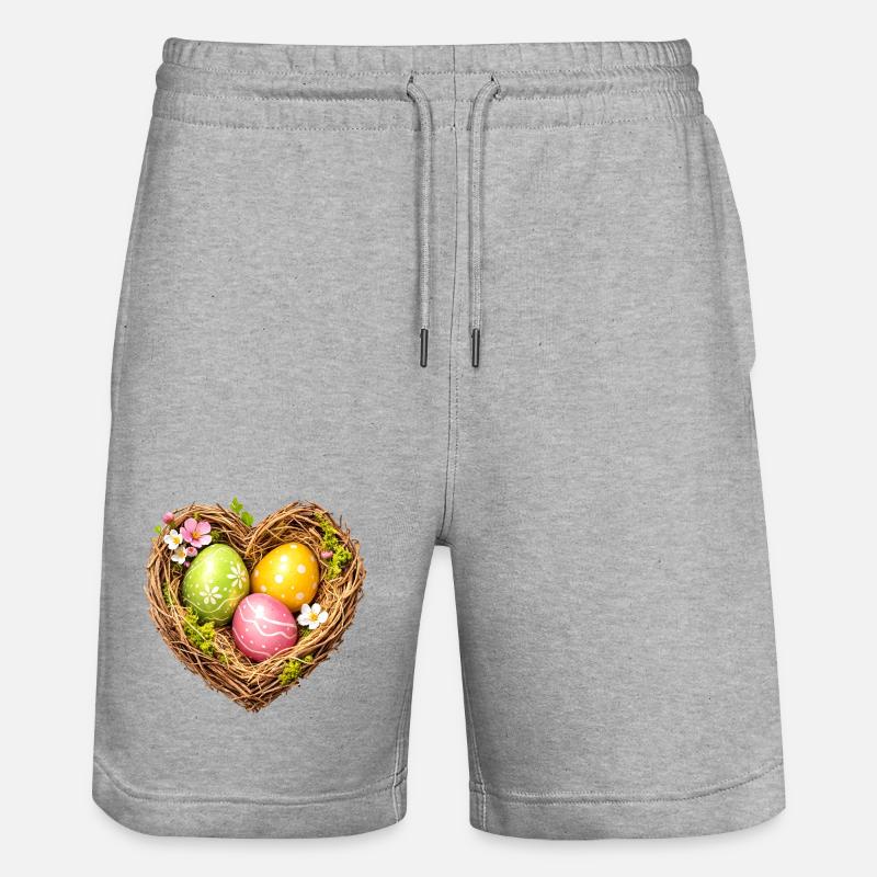 Herzförmiges Osternest mit Eiern - Stanley/Stella Unisex Bio Joggingshorts Trainer  - Grau meliert