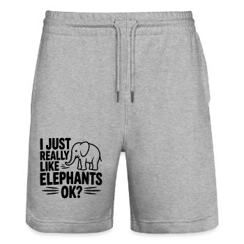 Ich mag Elefanten einfach wirklich, okay? - Stanley/Stella Unisex Bio Joggingshorts Trainer  - Grau meliert - Vorne - Nik (191cm) & Marisol (170cm)