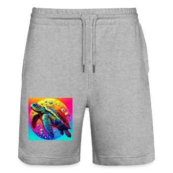 turtle - Stanley/Stella Trainer Unisex Organic Jogging Shorts - heather grey - Front - Nik (191cm) & Marisol (170cm)