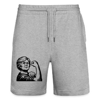 Grannies against the right - Stanley/Stella Trainer Unisex Organic Jogging Shorts - heather grey - Front - Nik (191cm) & Marisol (170cm)