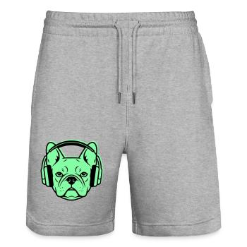 Frenchie DJ Kopfhörer Musik - Stanley/Stella Unisex Bio Joggingshorts Trainer  - Grau meliert - Vorne - Nik (191cm) & Marisol (170cm)