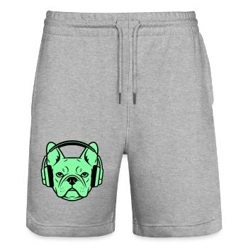 Frenchie Headphones Gamer Dog - Stanley/Stella Trainer Unisex Organic Jogging Shorts - heather grey - Front - Nik (191cm) & Marisol (170cm)
