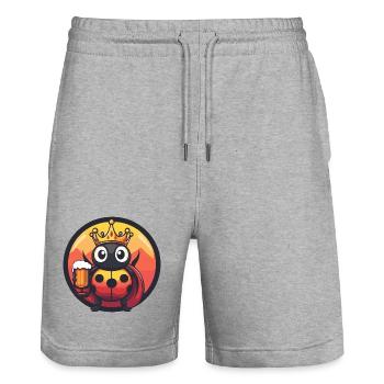 Ladybug Beer Funny - Stanley/Stella Trainer Unisex Organic Jogging Shorts - heather grey - Front - Nik (191cm) & Marisol (170cm)