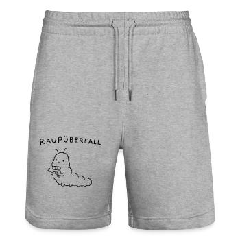 Raupüberfall - Stanley/Stella Unisex Bio Joggingshorts Trainer  - Grau meliert - Vorne - Nik (191cm) & Marisol (170cm)