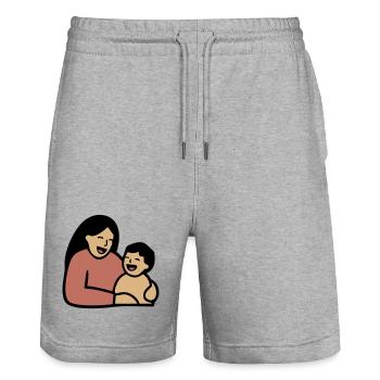 Maman Câlin de bébé Amour - Short de jogging bio TRAINER Stanley/Stella unisexe - gris chiné - Devant - Nik (191cm) & Marisol (170cm)