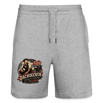 Dachdecker Vintage Werbeposter - Stanley/Stella Unisex Bio Joggingshorts Trainer  - Grau meliert - Vorne - Nik (191cm) & Marisol (170cm)