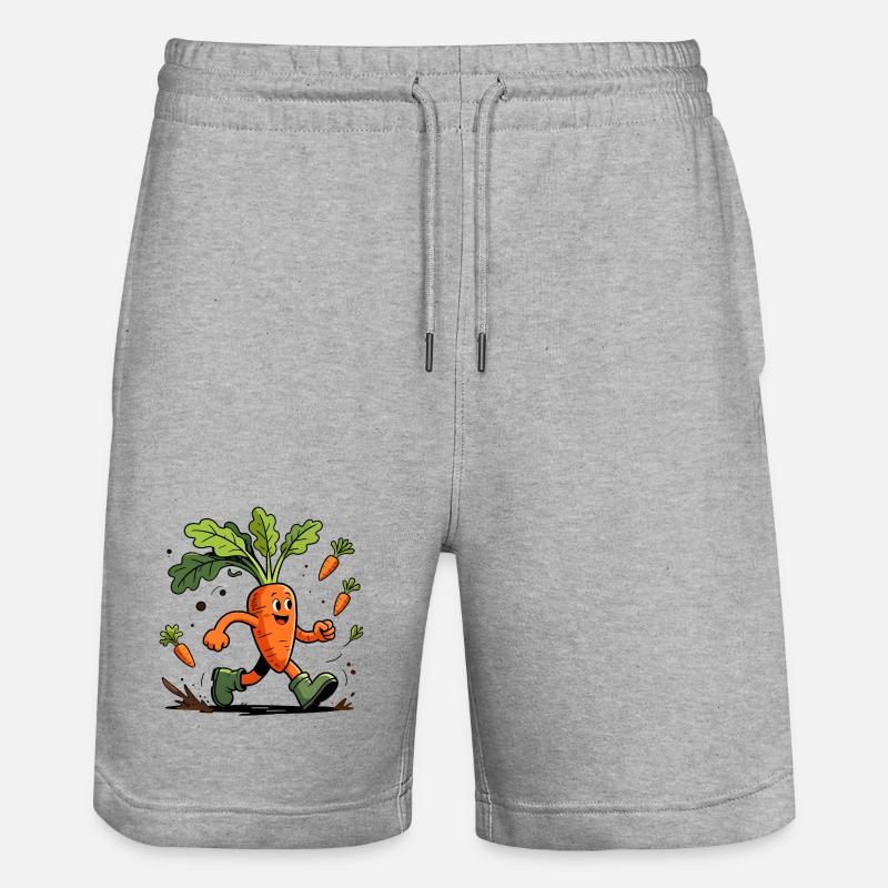 Spaßiger dynamischer Karottengärtner - Stanley/Stella Unisex Bio Joggingshorts Trainer - Grau meliert