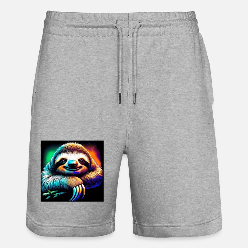 Faultier - Stanley/Stella Unisex Bio Joggingshorts Trainer  - Grau meliert