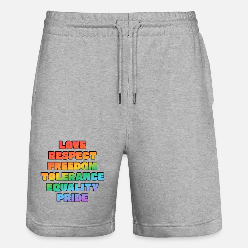 Rainbow Pride Values - Stanley/Stella Trainer Unisex Organic Jogging Shorts - heather grey