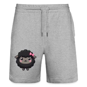 black sheep - Stanley/Stella Trainer Unisex Organic Jogging Shorts - heather grey - Front - Nik (191cm) & Marisol (170cm)